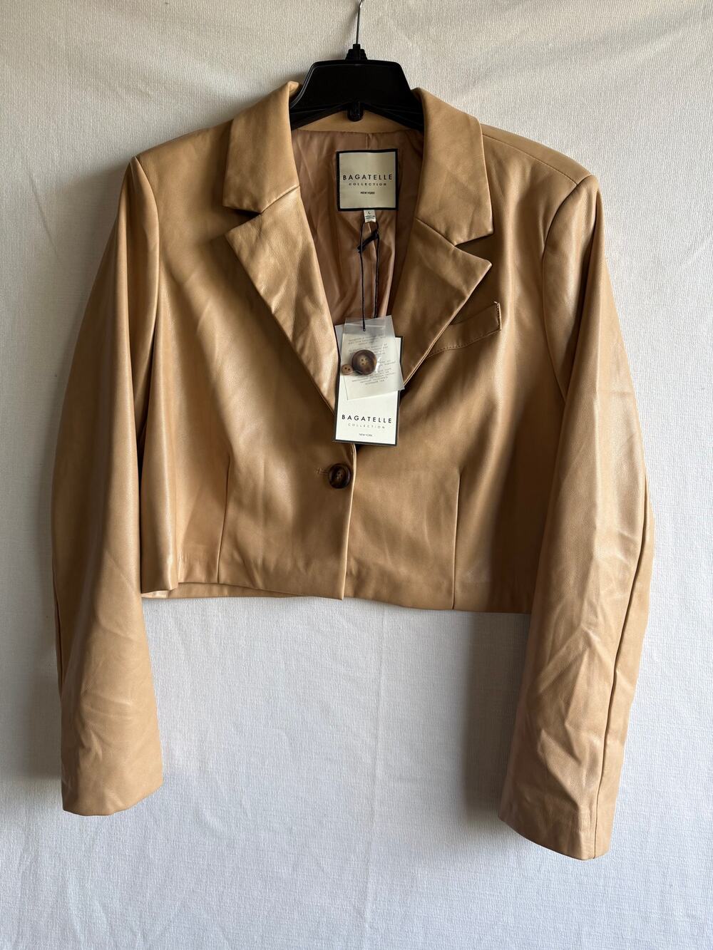 Bagatelle Collection Faux Leather Cropped Jacket/Blazer